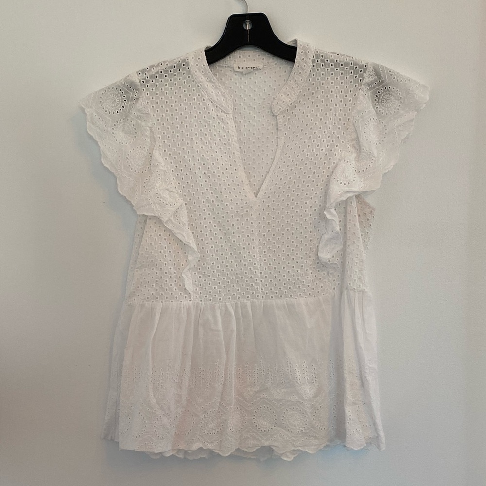 White eyelet top